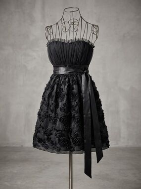 Jolie Black Strapless Rosette Party Dress